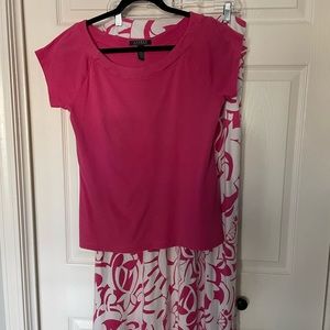 Ralph Lauren short sleeved pullover top. Fish is pink. L